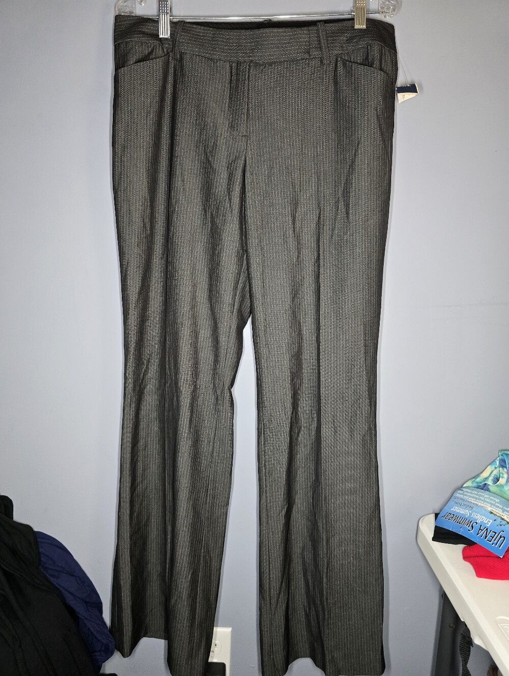 NEW Express Editor Striped Dress Pants-Tall Womens 10-Black-work,office,formal